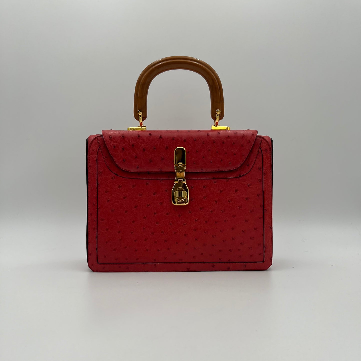 Jean Claude Red Ostrich Handbag