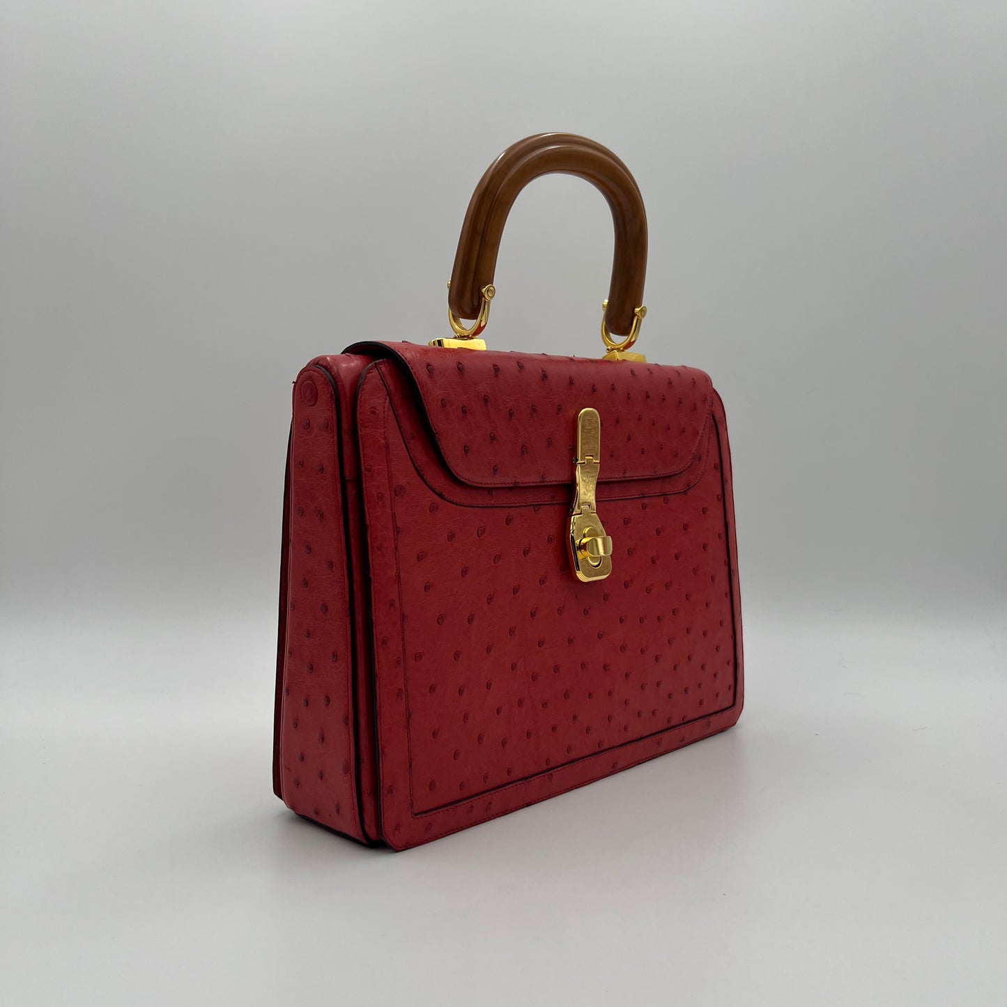 Jean Claude Red Ostrich Handbag