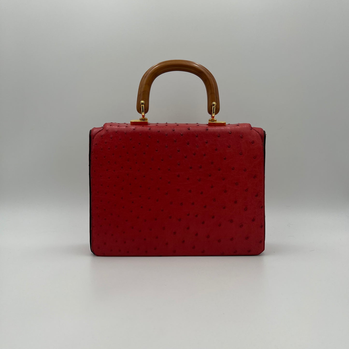 Jean Claude Red Ostrich Handbag