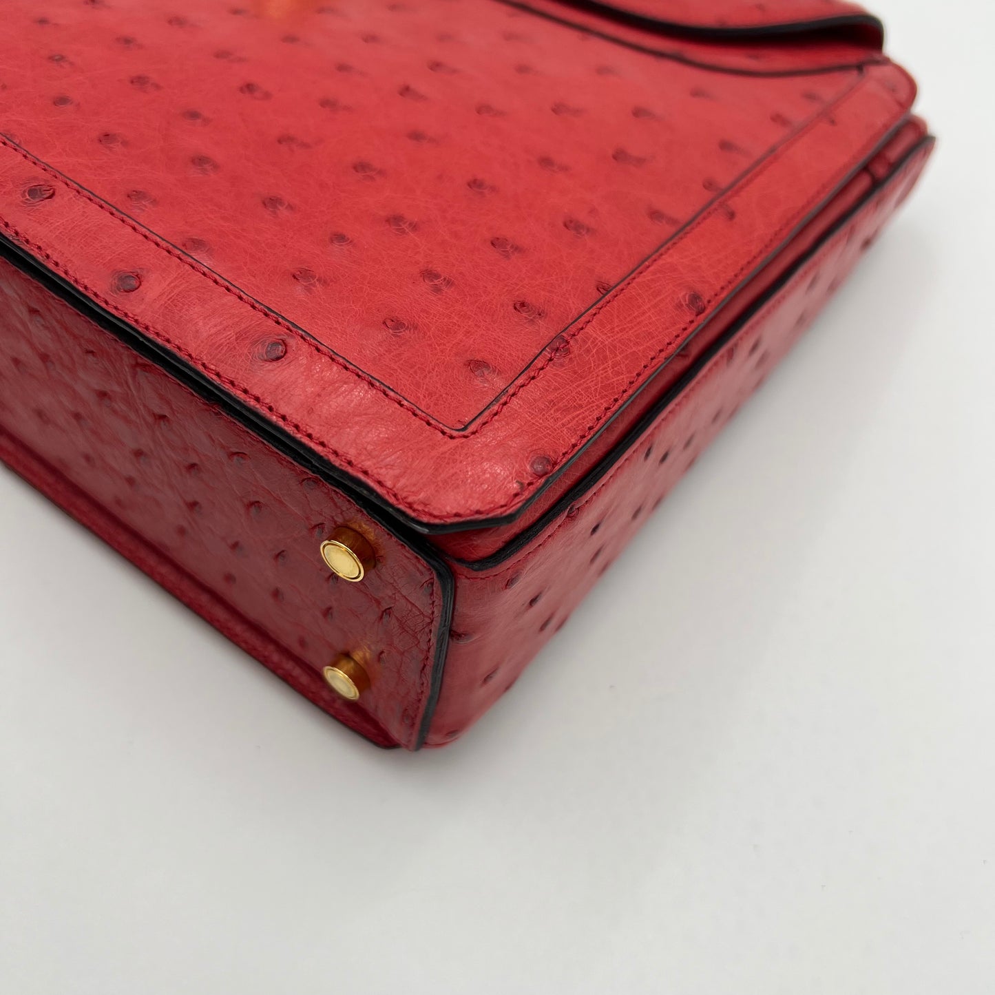 Jean Claude Red Ostrich Handbag