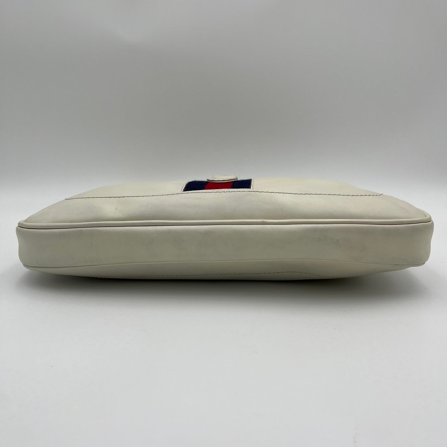 Gucci Vintage White Leather Blue Red Sherryline 1961 Jackie
