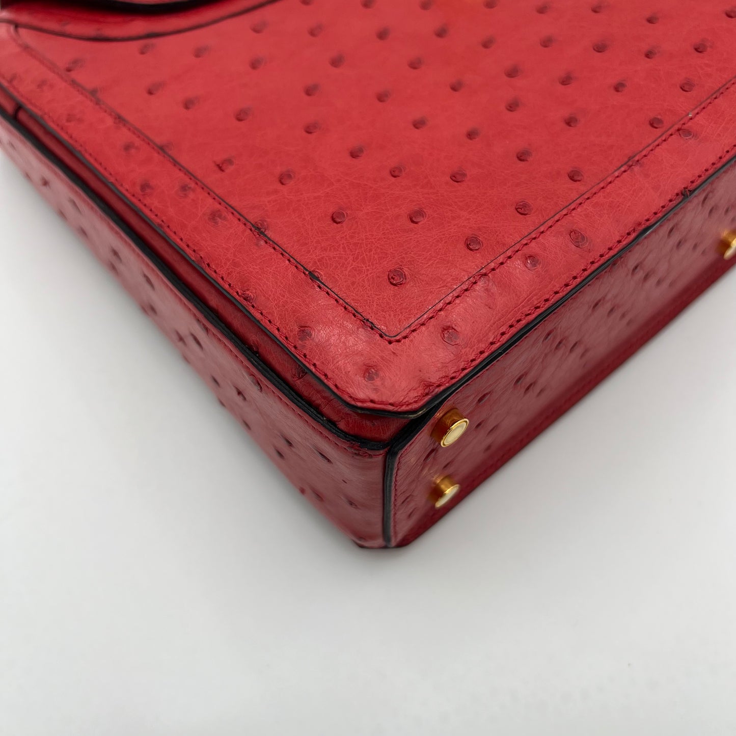 Jean Claude Red Ostrich Handbag