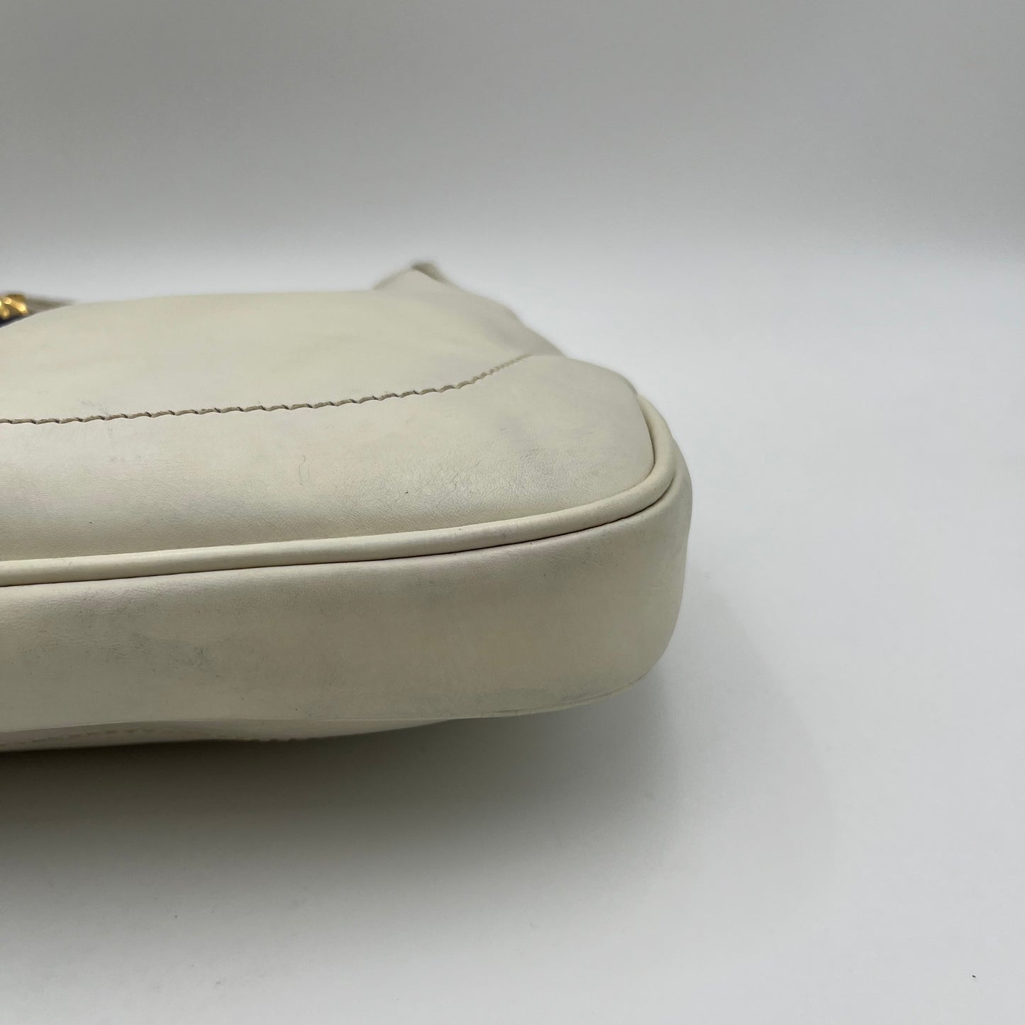 Gucci Vintage White Leather Blue Red Sherryline 1961 Jackie