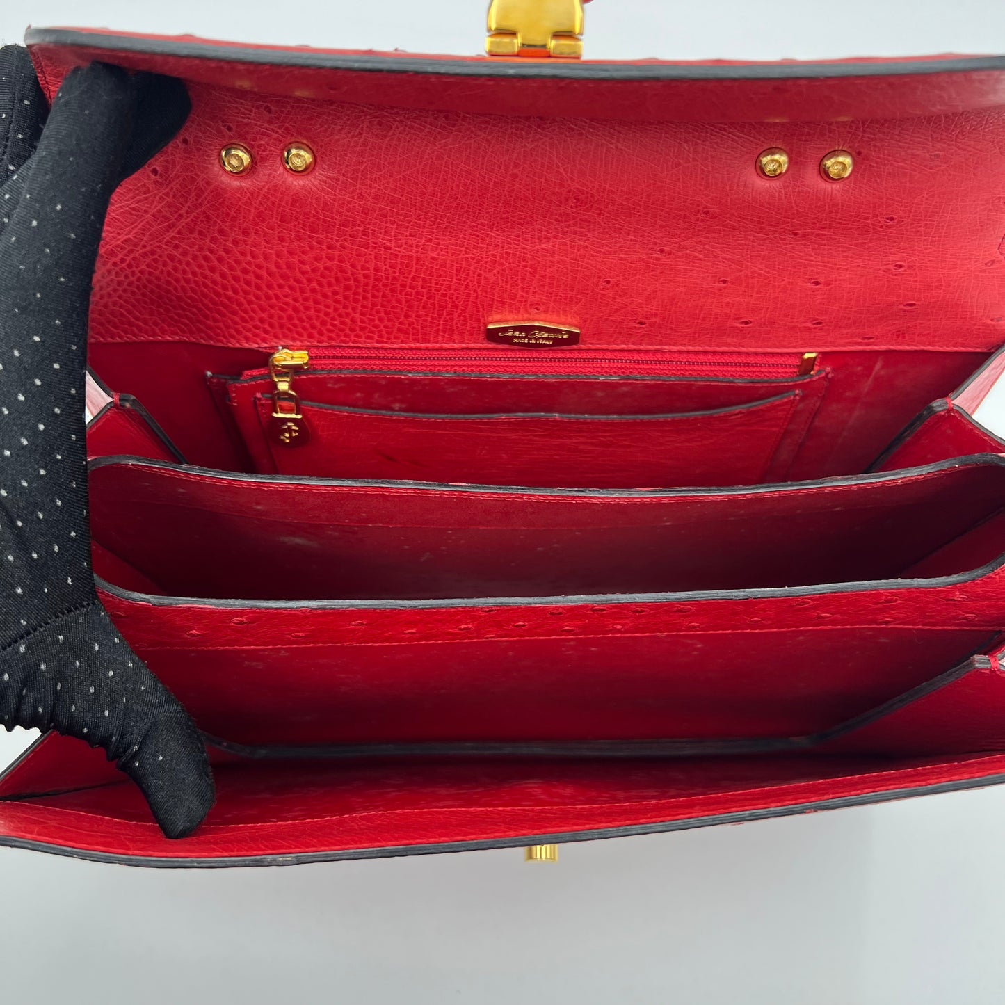 Jean Claude Red Ostrich Handbag