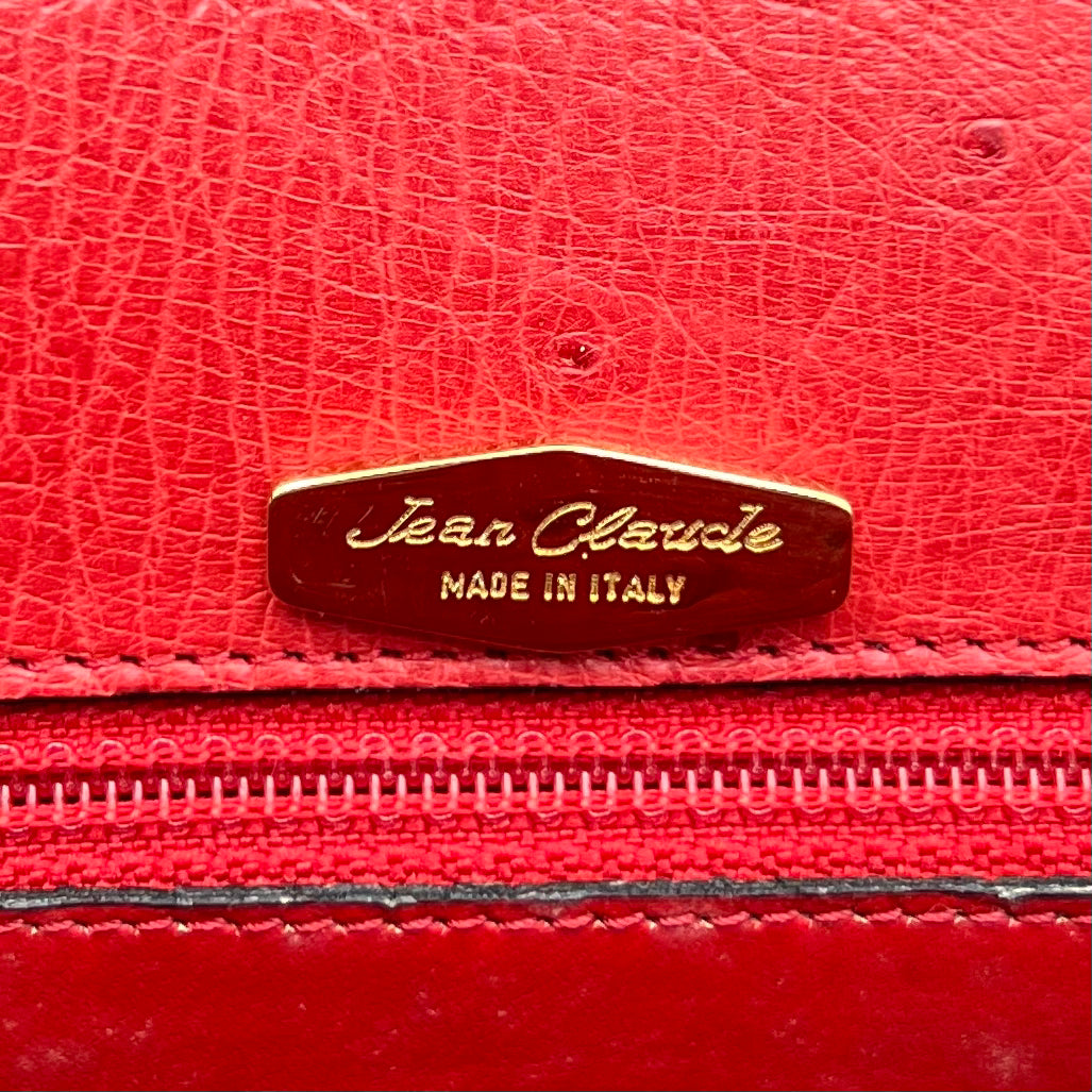 Jean Claude Red Ostrich Handbag