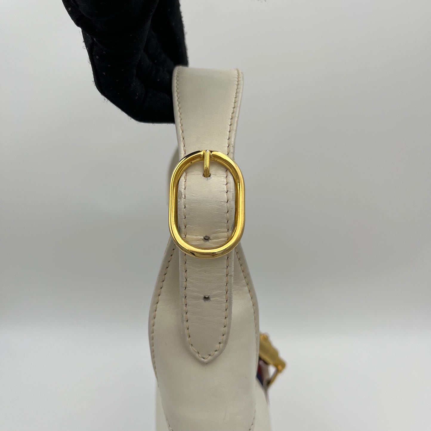 Gucci Vintage White Leather Blue Red Sherryline 1961 Jackie