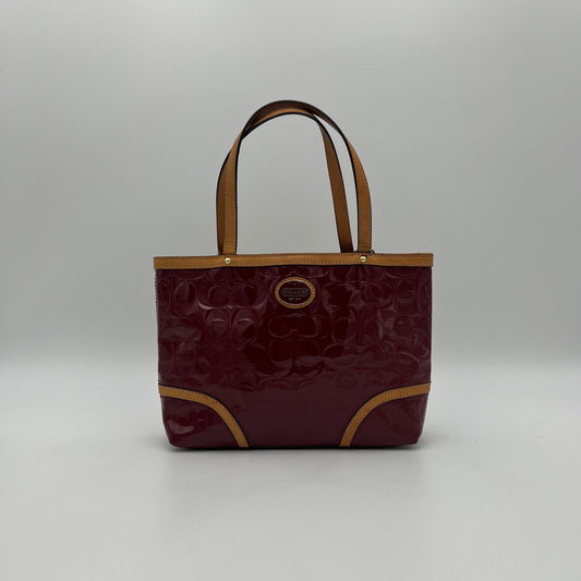 Coach Burgundy Peyton Embossed Patent Small Tote