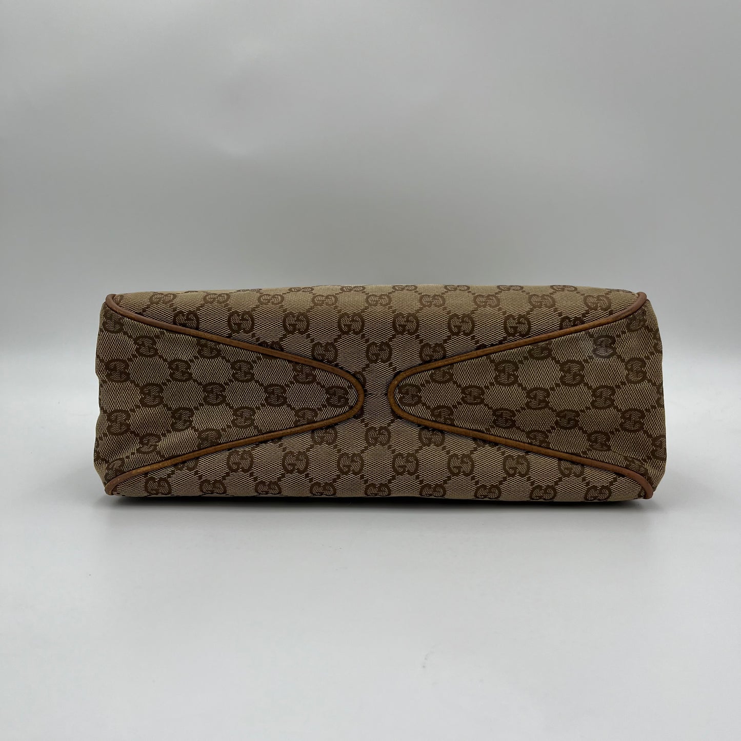Gucci Brown Monogram Canvas Wood Handle Hobo Bag
