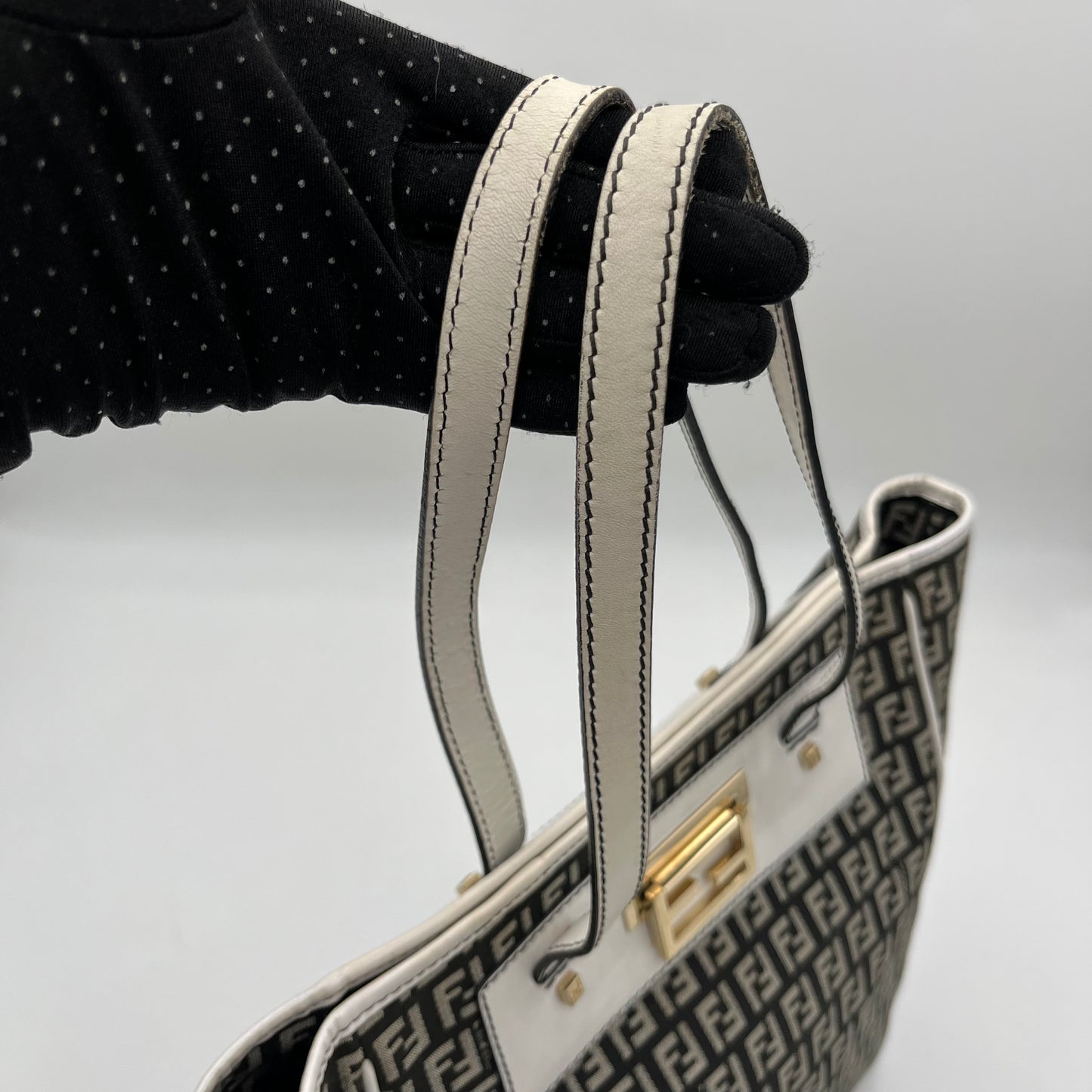 Fendi Zucchino White Leather Tote