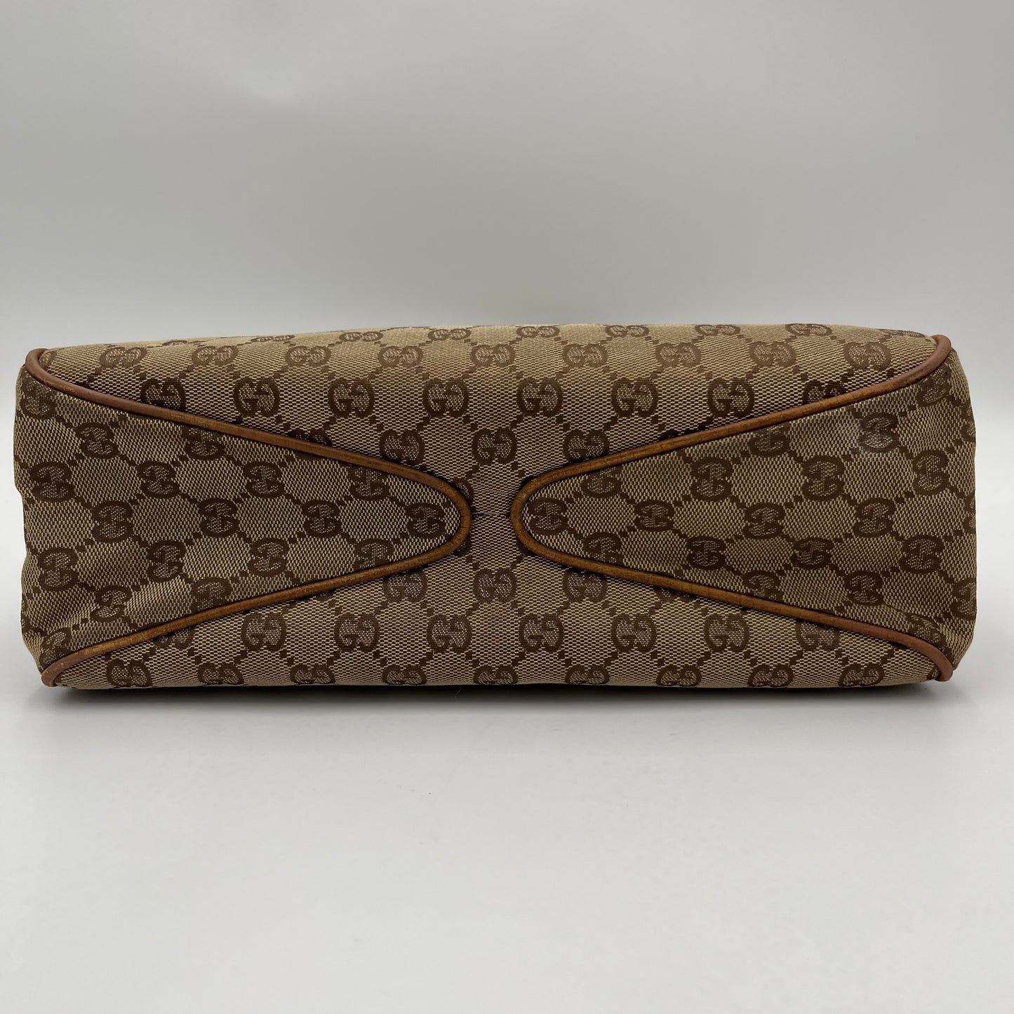 Gucci Brown Monogram Canvas Wood Handle Hobo Bag