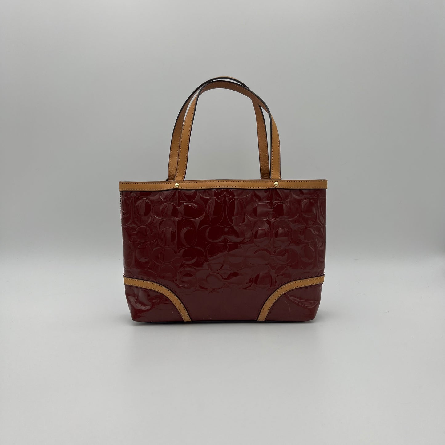 Coach Burgundy Peyton Embossed Patent Small Tote