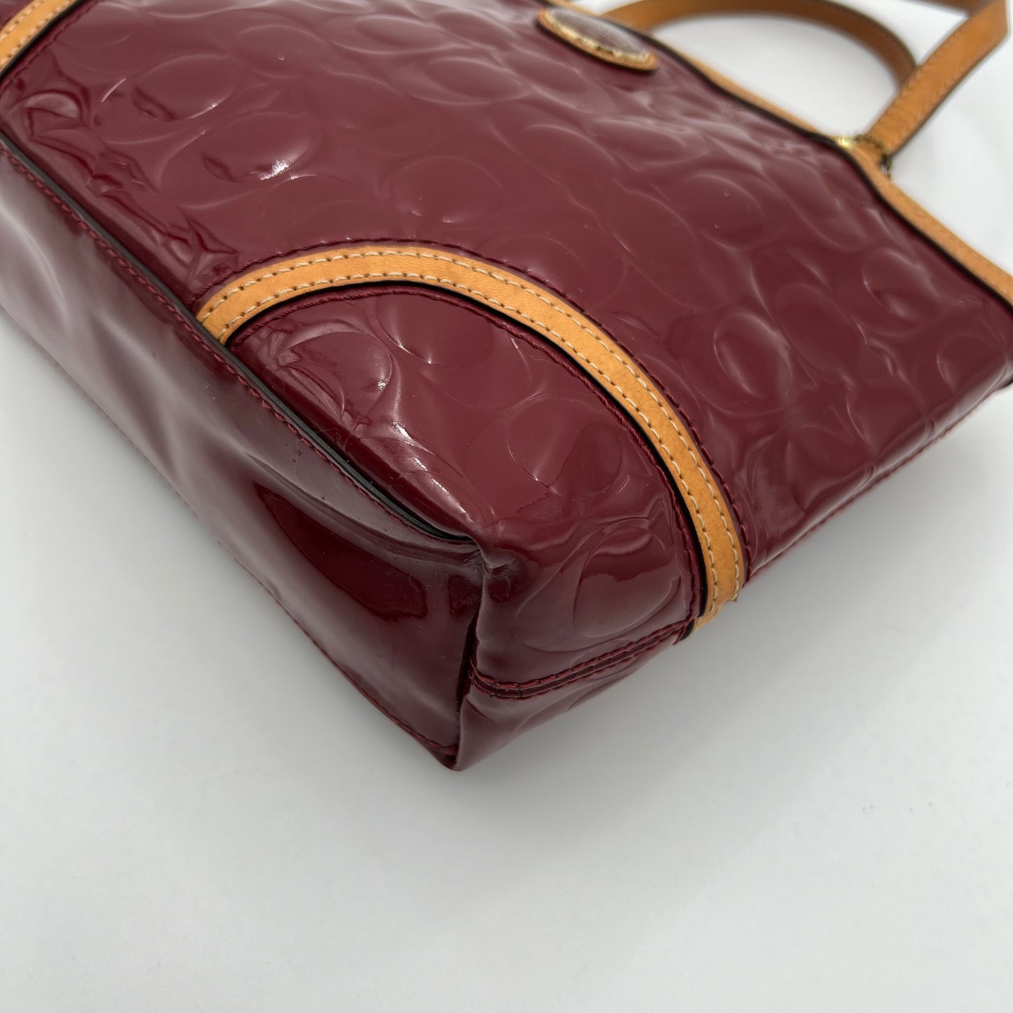 Coach Burgundy Peyton Embossed Patent Small Tote