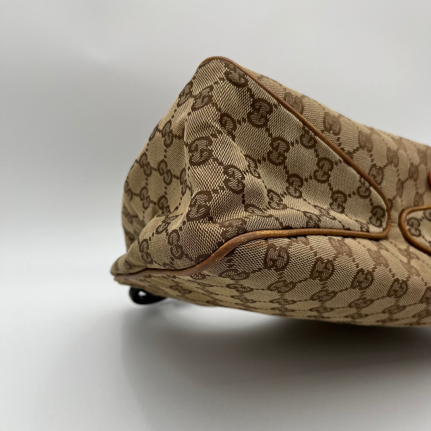 Gucci Brown Monogram Canvas Wood Handle Hobo Bag