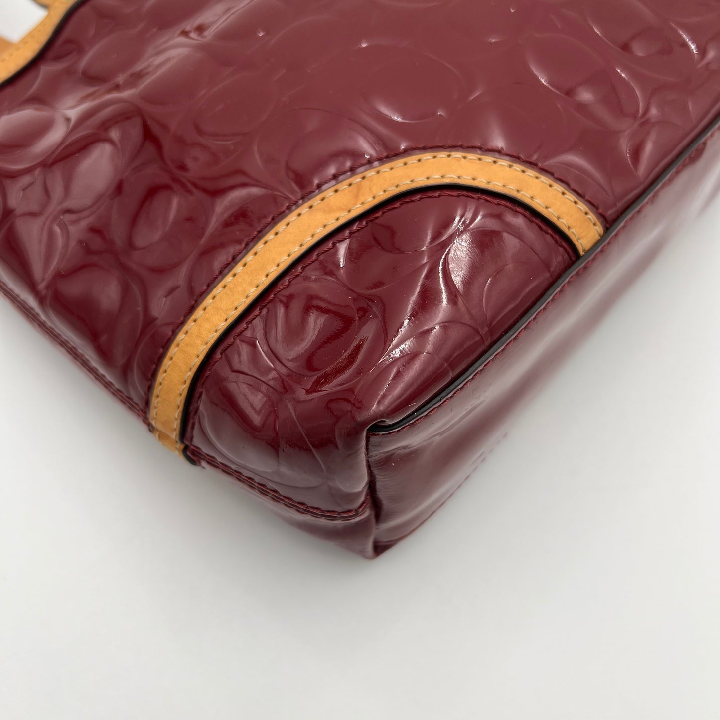 Coach Burgundy Peyton Embossed Patent Small Tote
