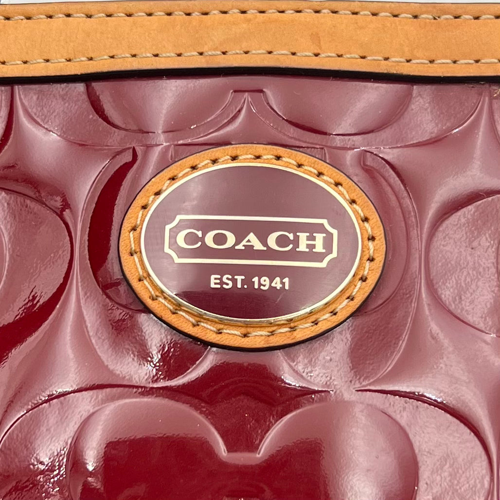 Coach Burgundy Peyton Embossed Patent Small Tote