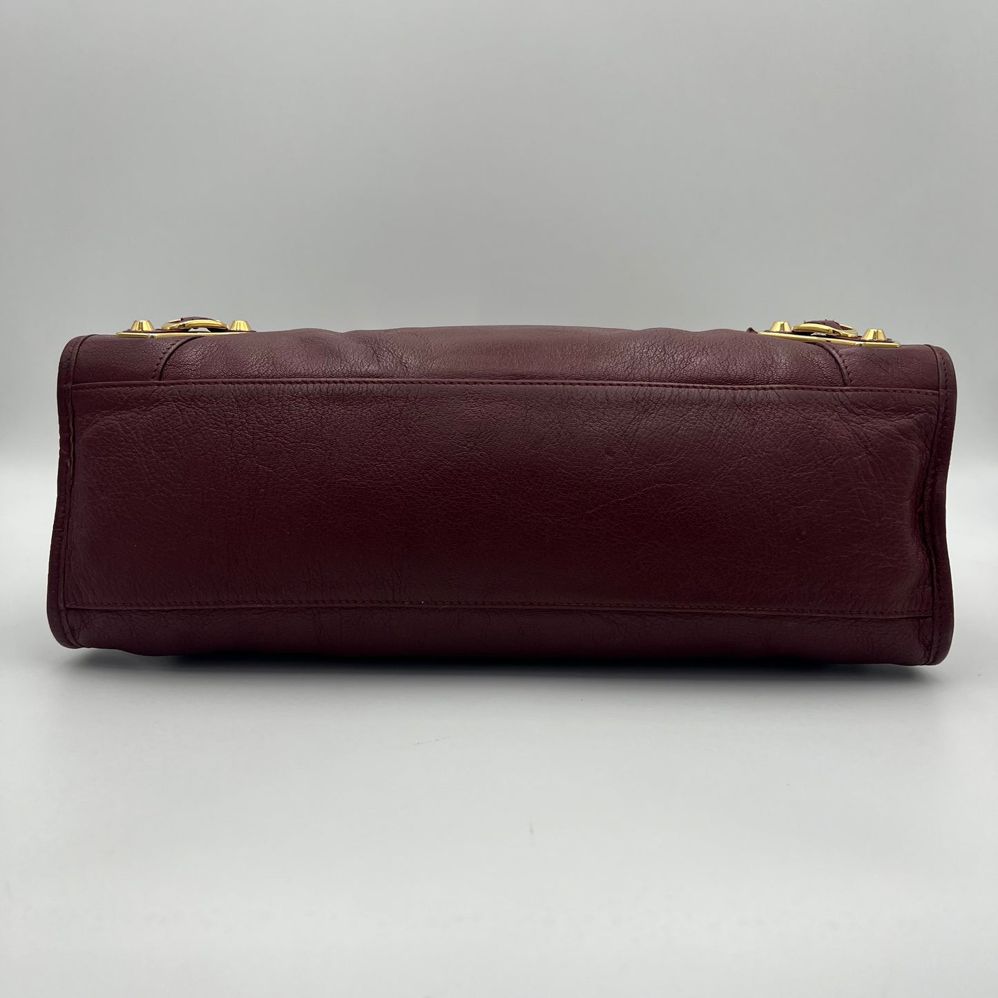 Balenciaga Burgundy Leather Metallic Edge City Bag