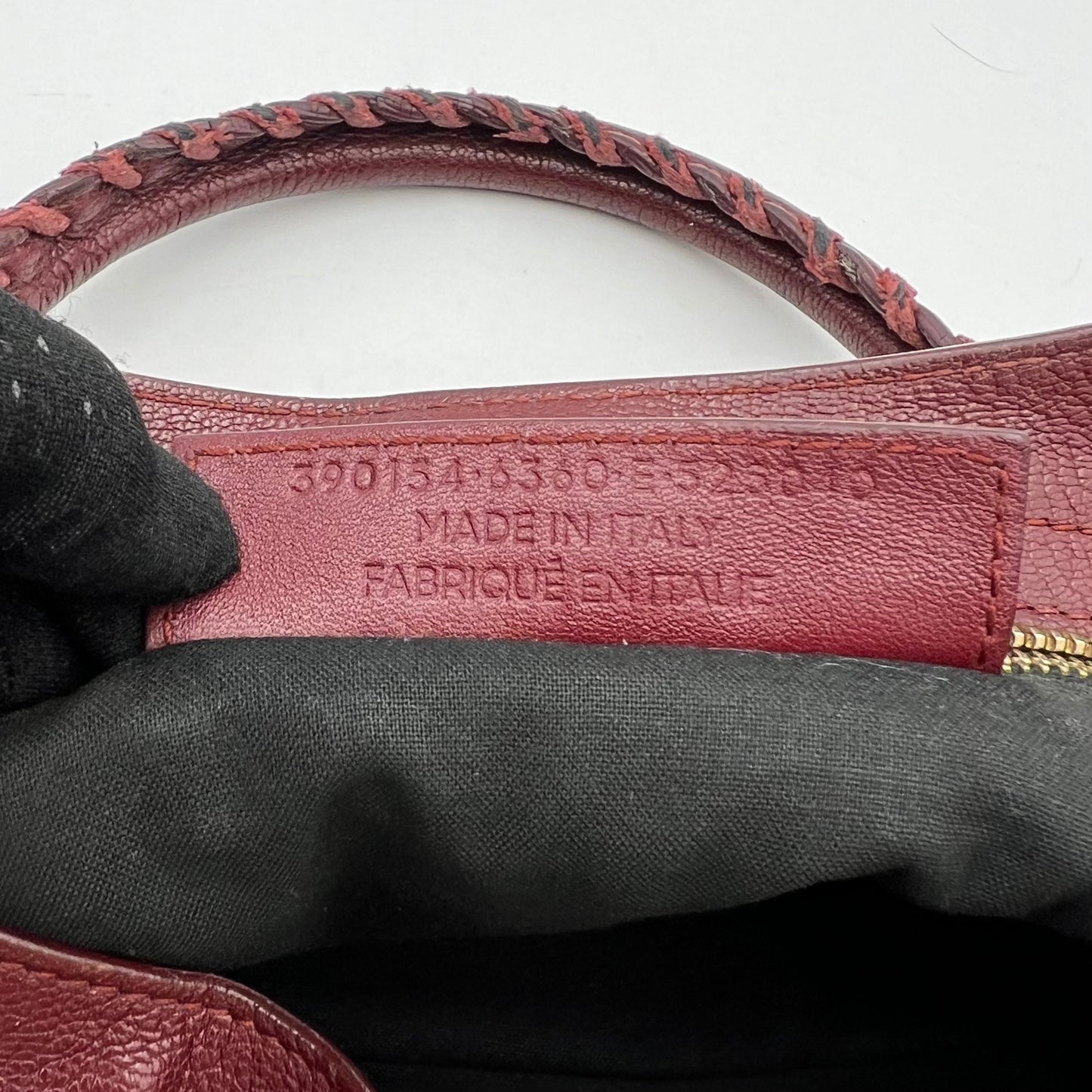 Balenciaga Burgundy Leather Metallic Edge City Bag