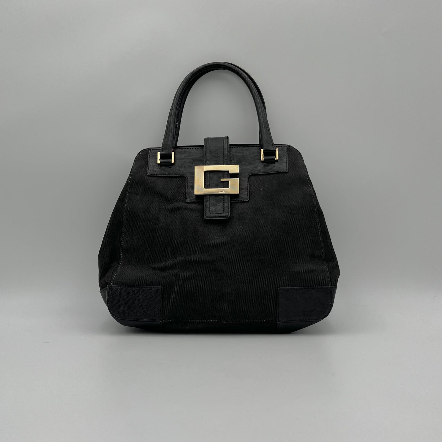 Gucci Black Canvas and Leather G Logo Handbag