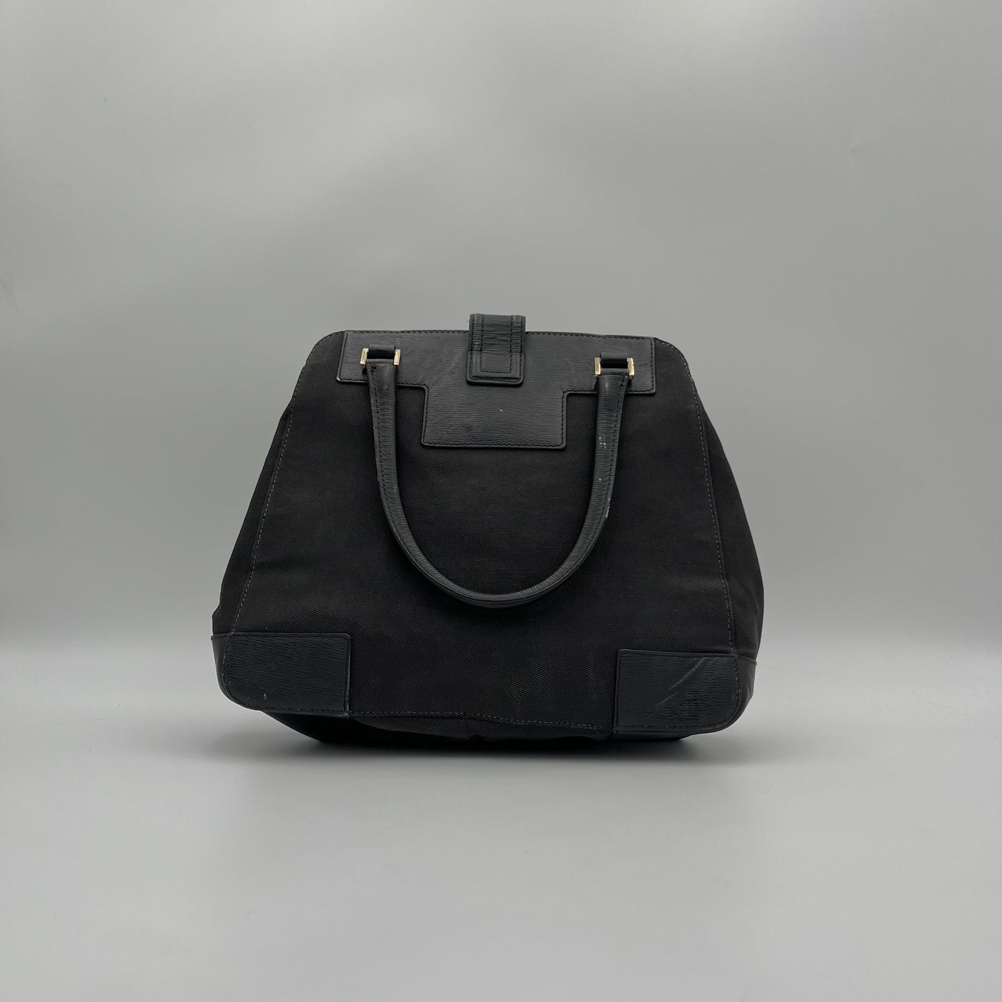 Gucci Black Canvas and Leather G Logo Handbag