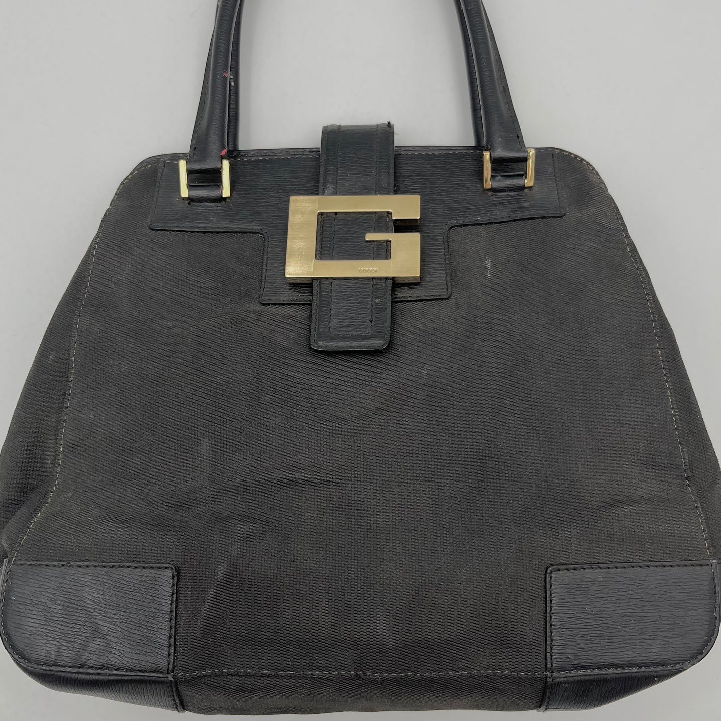 Gucci Black Canvas and Leather G Logo Handbag