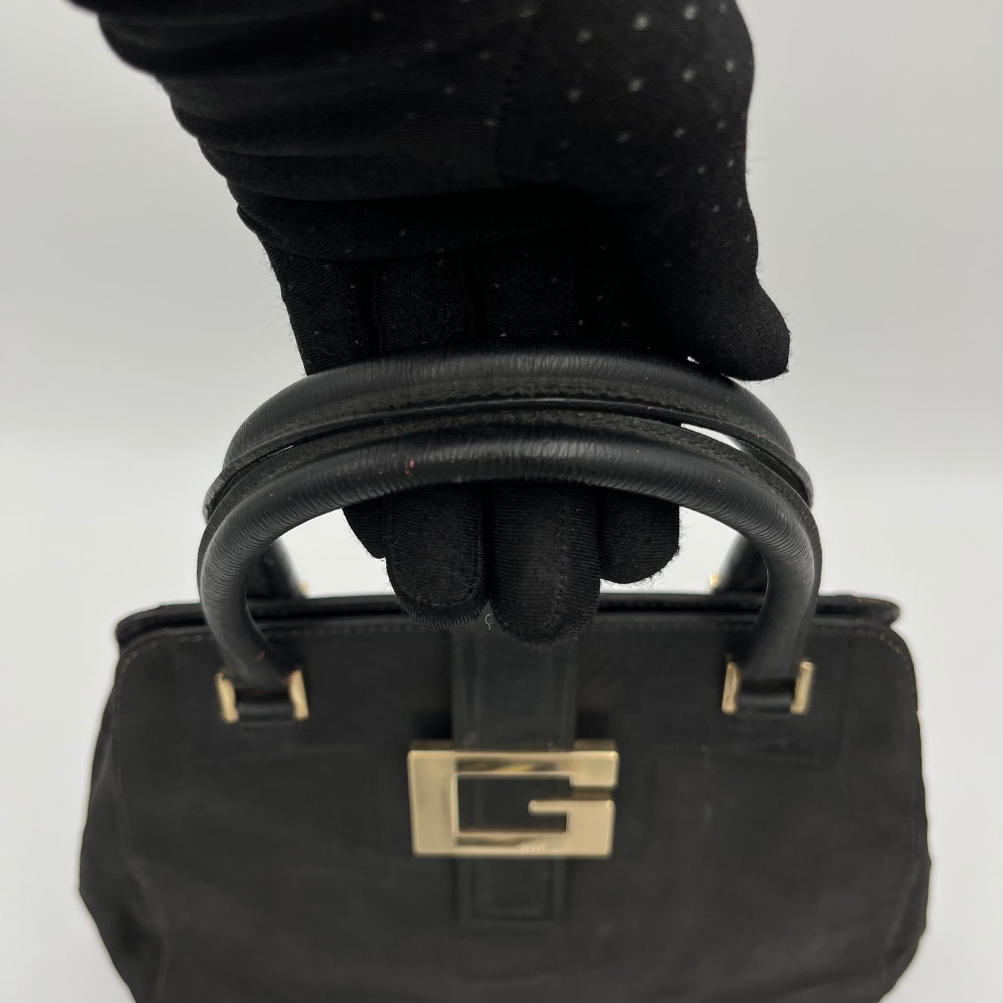 Gucci Black Canvas and Leather G Logo Handbag