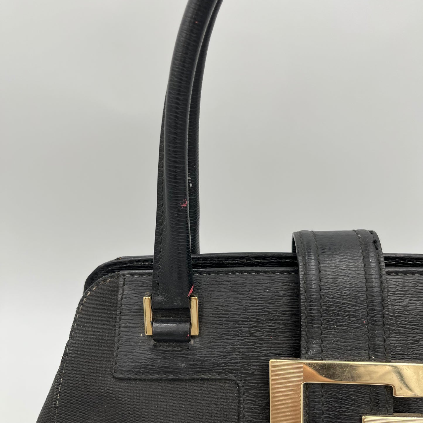 Gucci Black Canvas and Leather G Logo Handbag