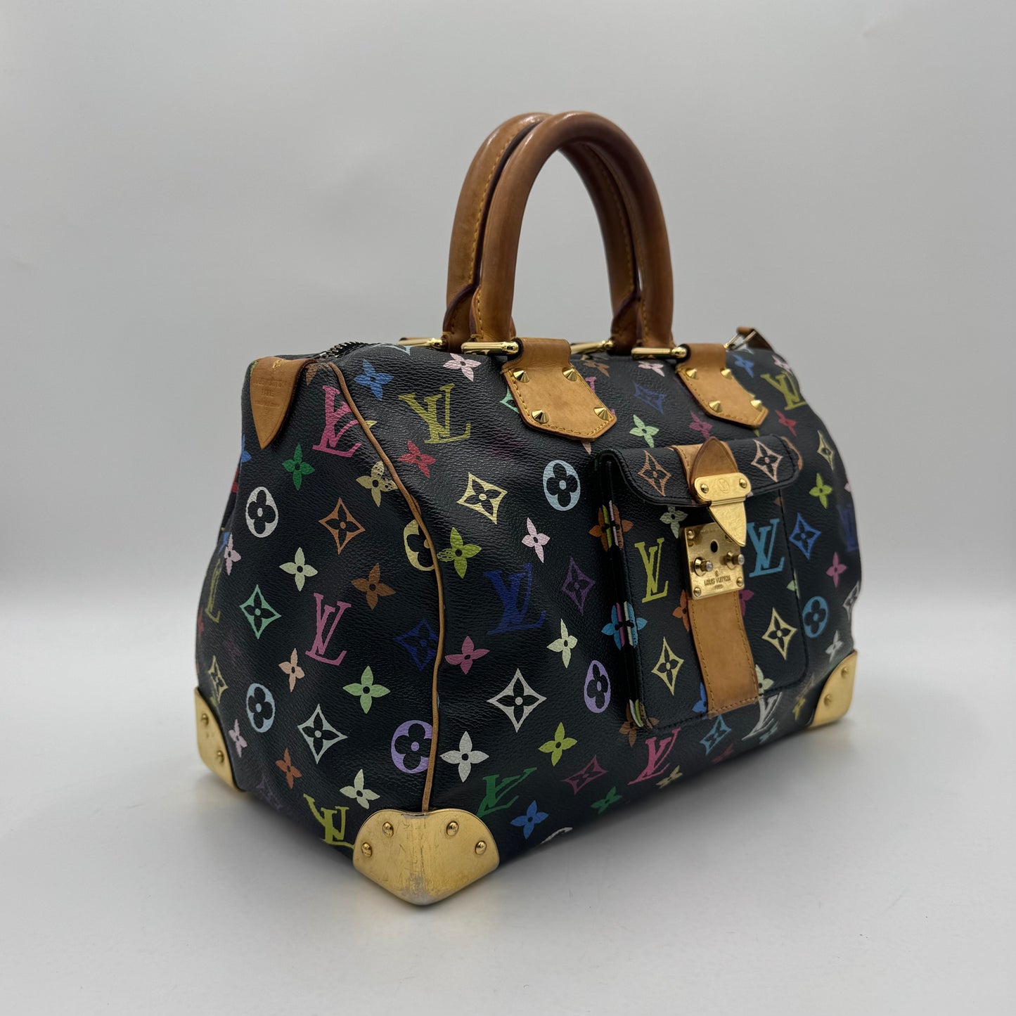 Louis Vuitton Takashi Murakami Black Multicolor Speedy 30