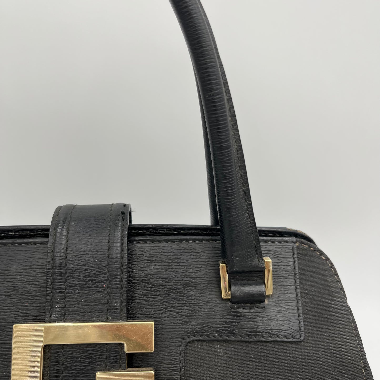 Gucci Black Canvas and Leather G Logo Handbag