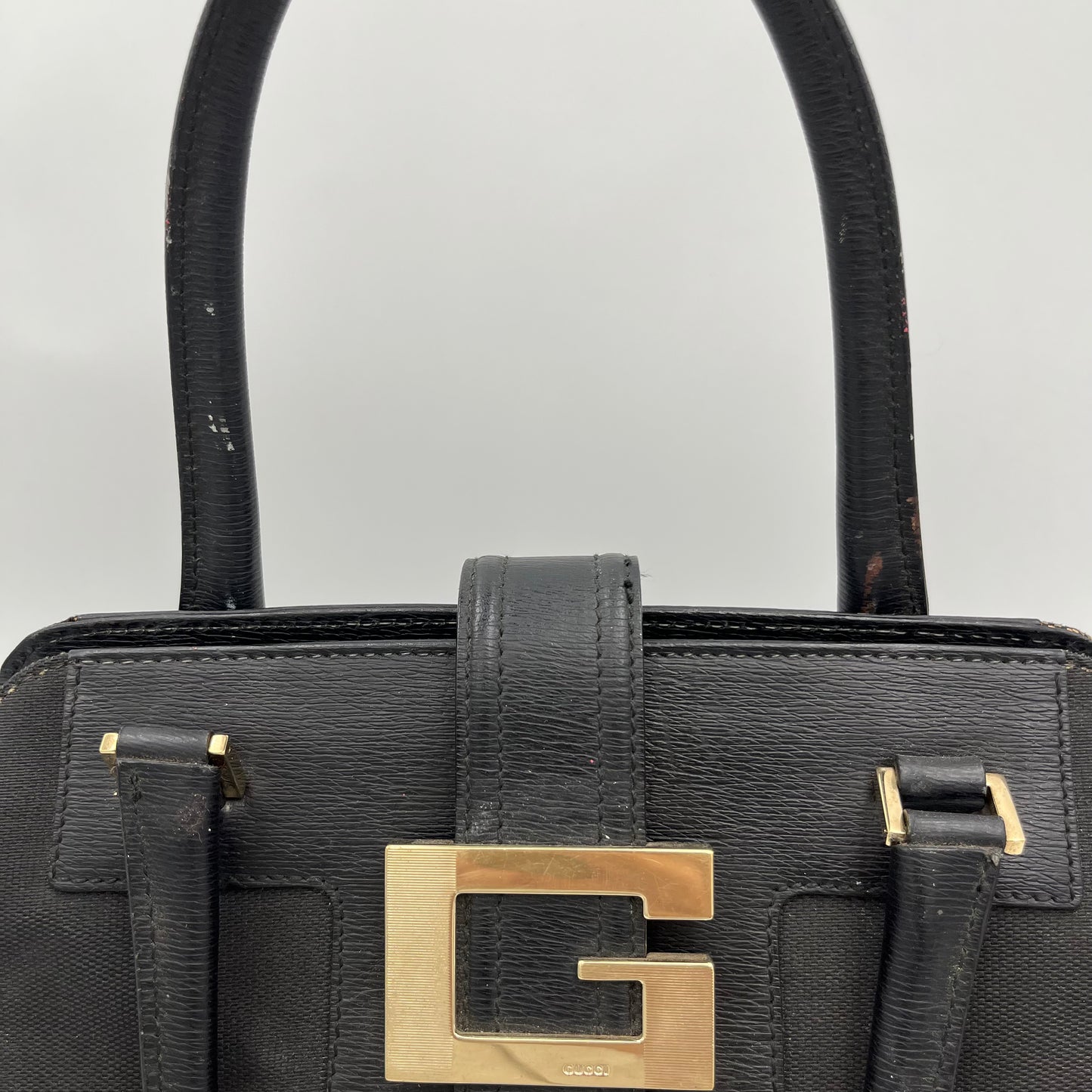 Gucci Black Canvas and Leather G Logo Handbag