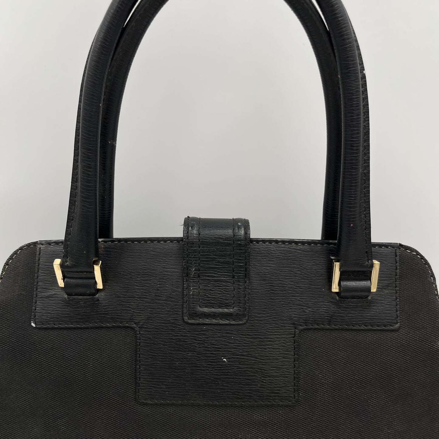 Gucci Black Canvas and Leather G Logo Handbag