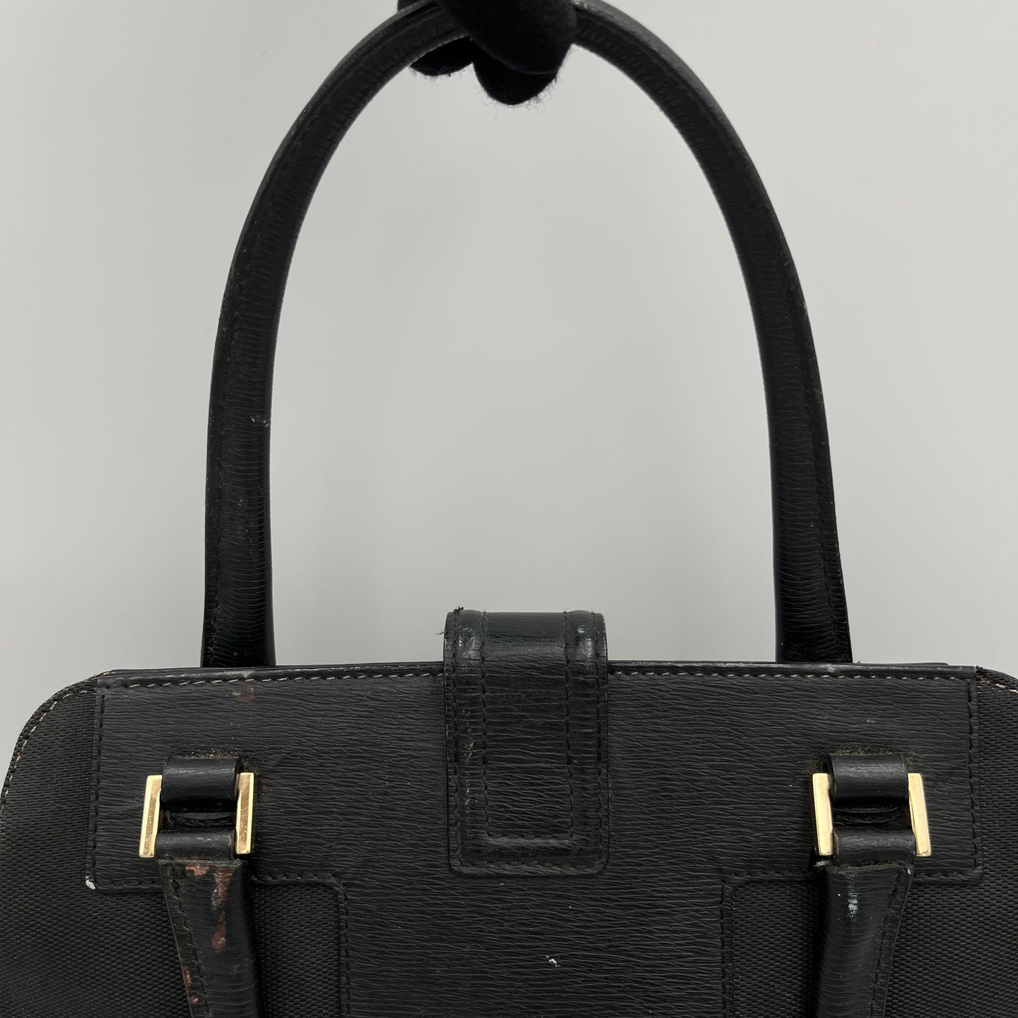 Gucci Black Canvas and Leather G Logo Handbag