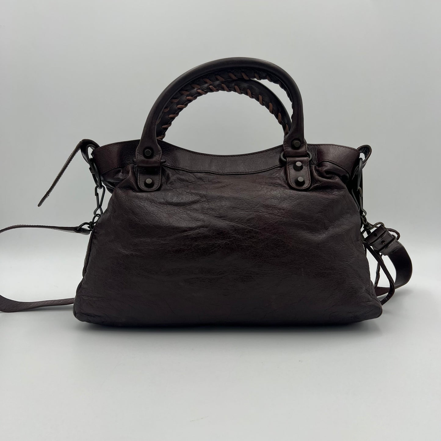 Balenciaga Dark Brown Leather Classic Town