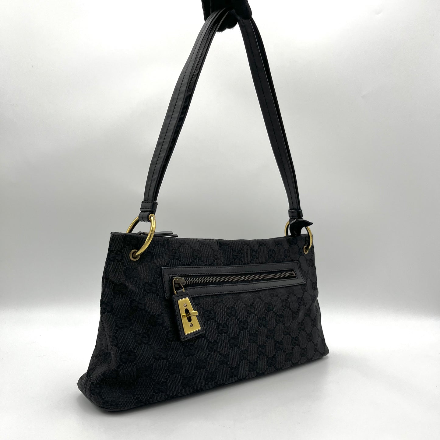 Gucci Black Monogram Canvas and Leather Ellington Shoulder Bag