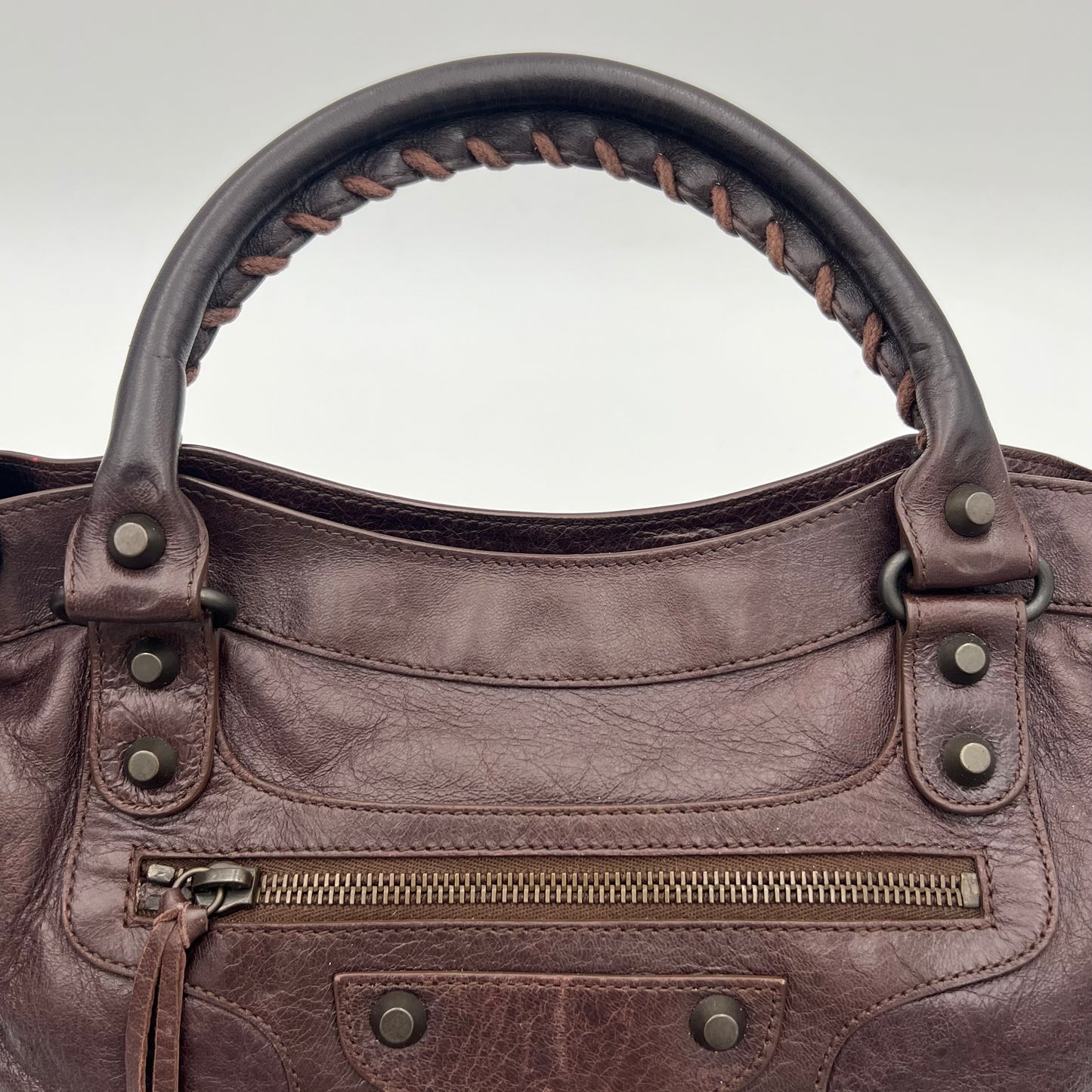 Balenciaga Dark Brown Leather Classic Town