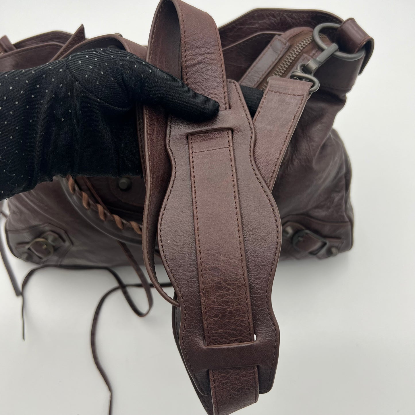 Balenciaga Dark Brown Leather Classic Town