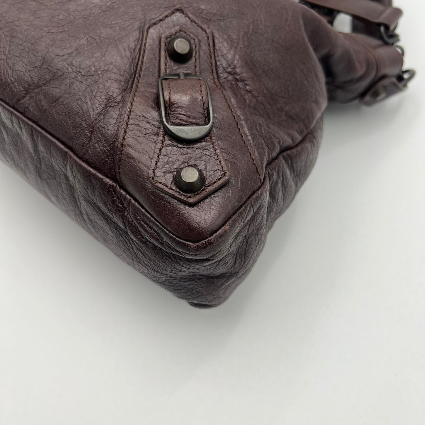 Balenciaga Dark Brown Leather Classic Town