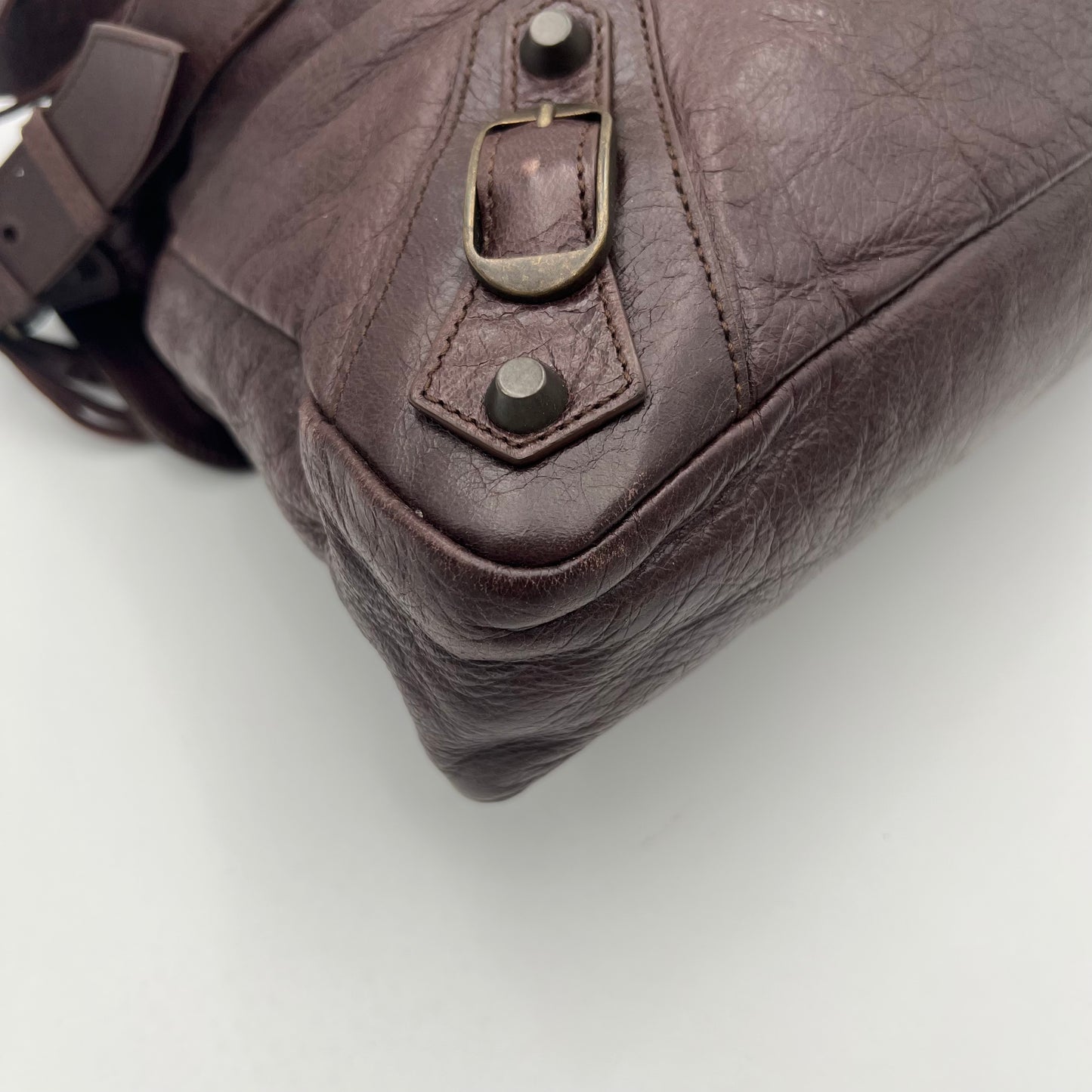 Balenciaga Dark Brown Leather Classic Town