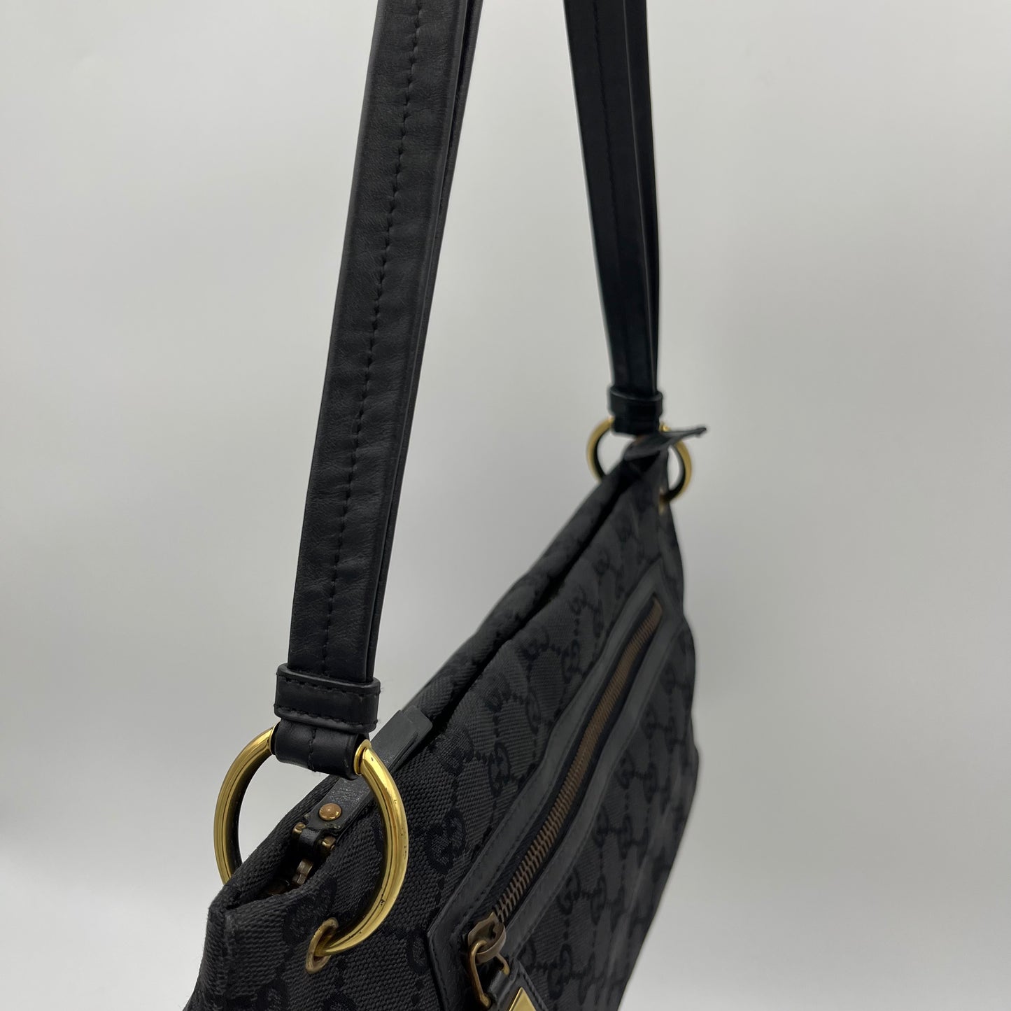 Gucci Black Monogram Canvas and Leather Ellington Shoulder Bag