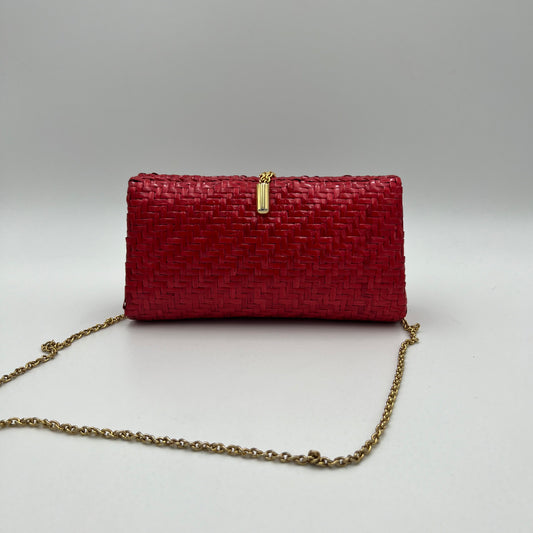 Lancel Paris Red Woven Chain Bag