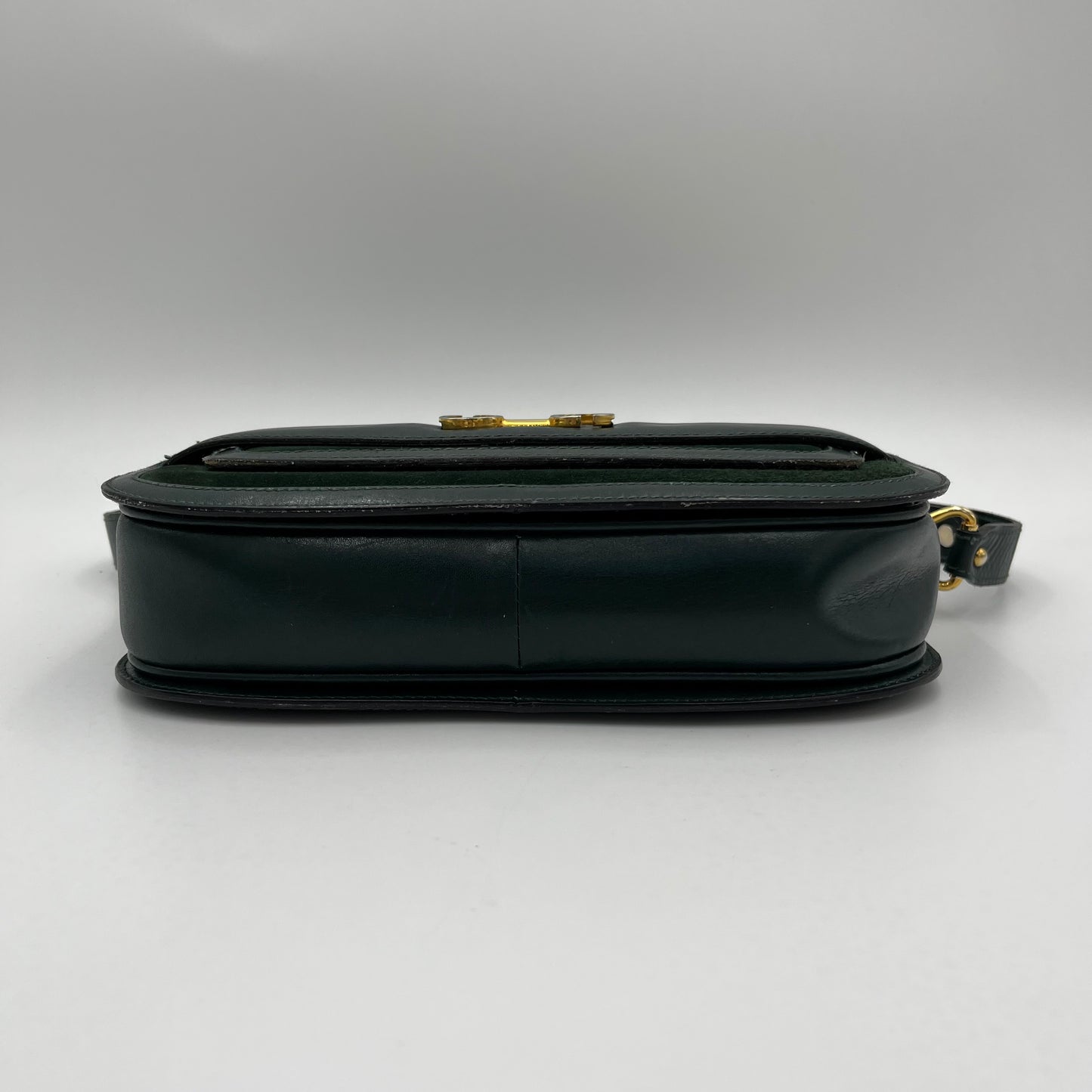 Gucci Vintage Green Suede and Leather Flap Box Shoulder Bag