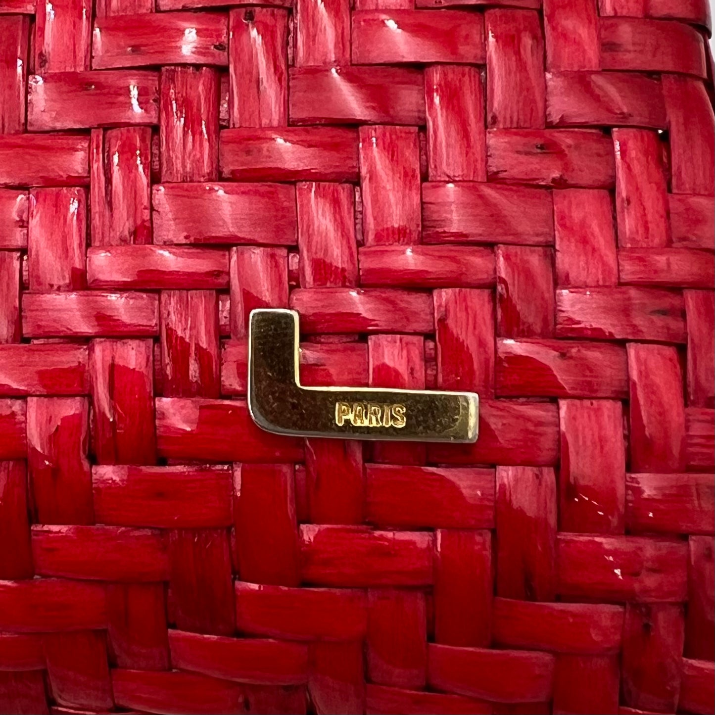 Lancel Paris Red Woven Chain Bag