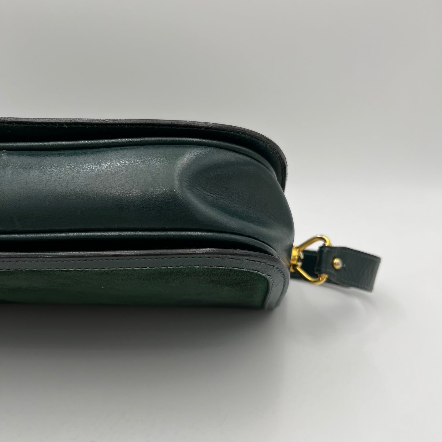 Gucci Vintage Green Suede and Leather Flap Box Shoulder Bag