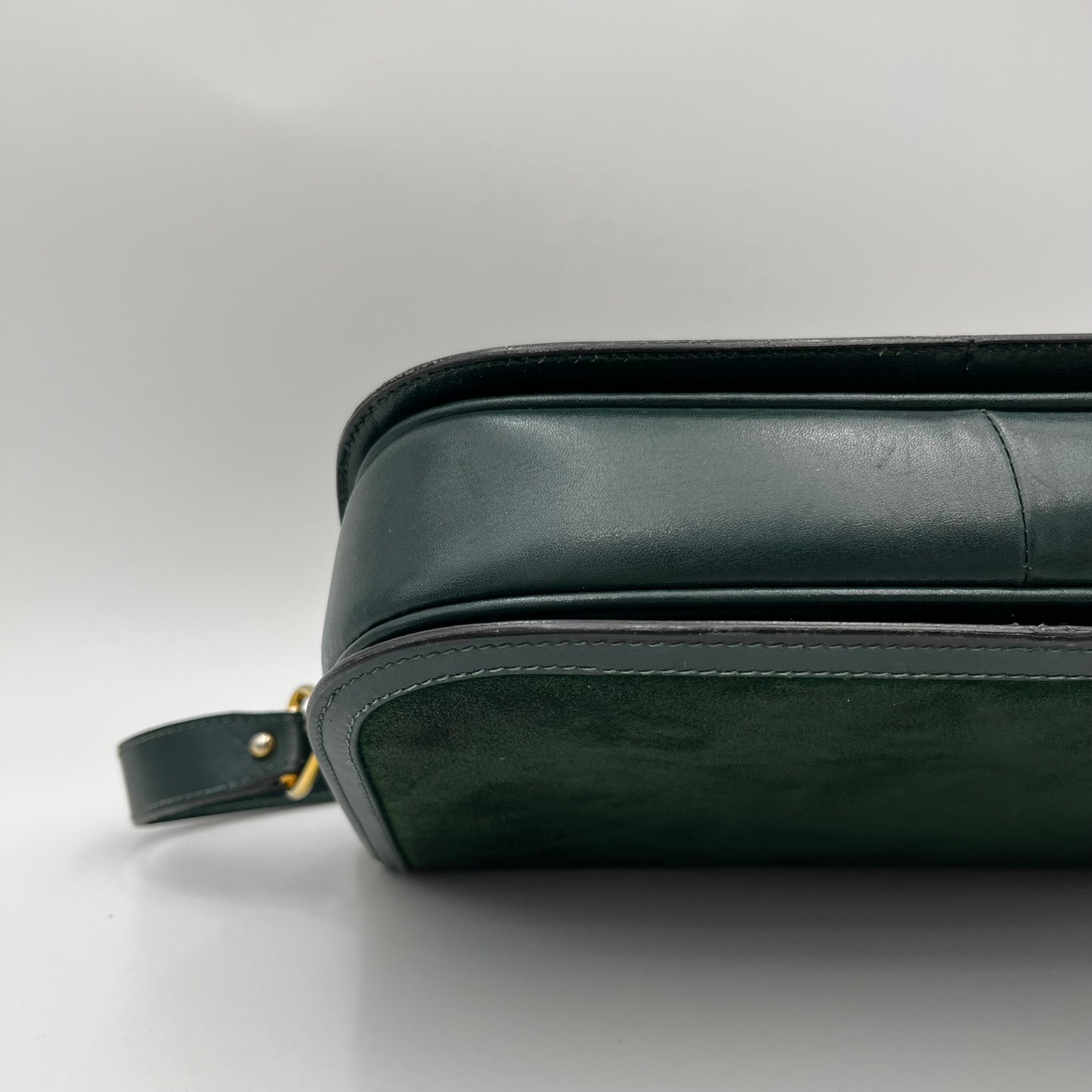 Gucci Vintage Green Suede and Leather Flap Box Shoulder Bag