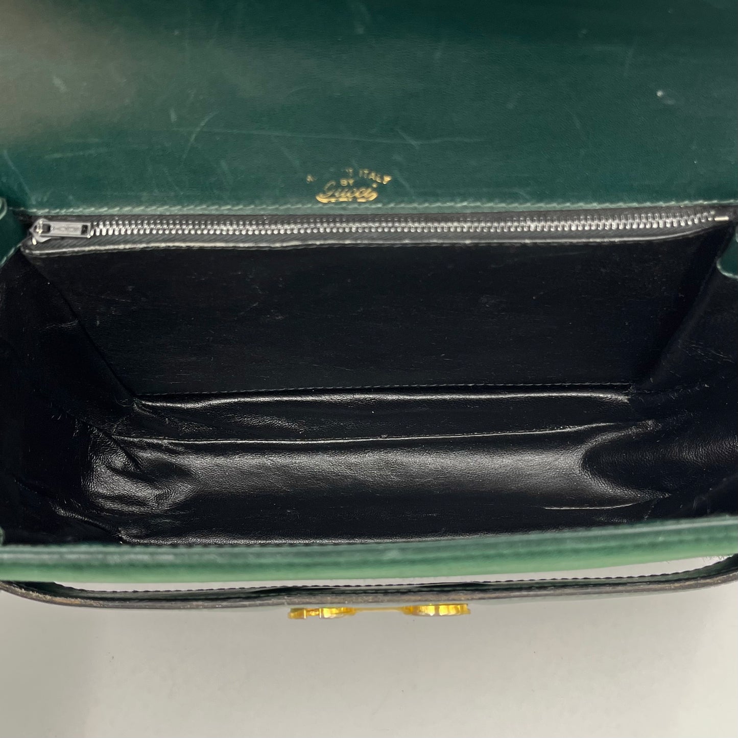 Gucci Vintage Green Suede and Leather Flap Box Shoulder Bag