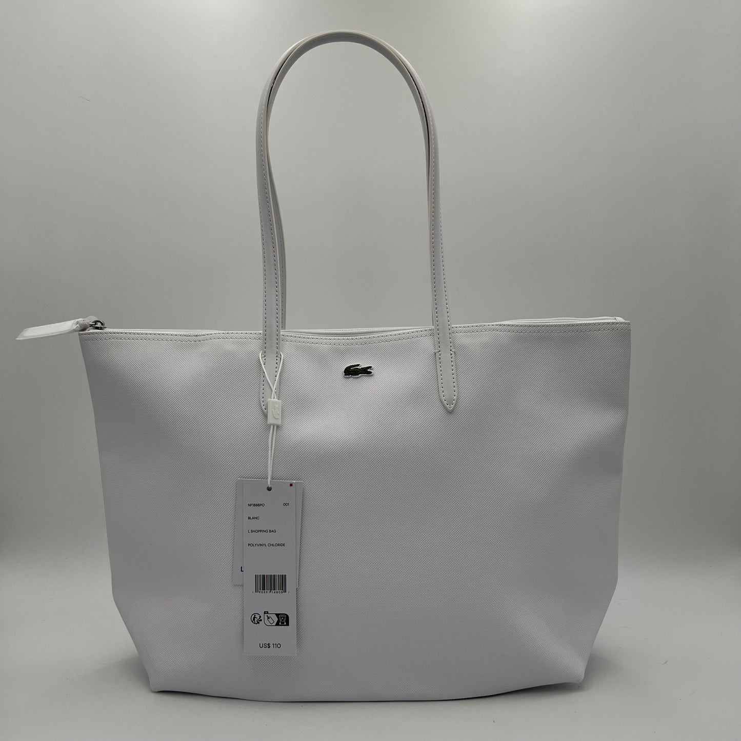 Lacoste White Shopping Tote Bag