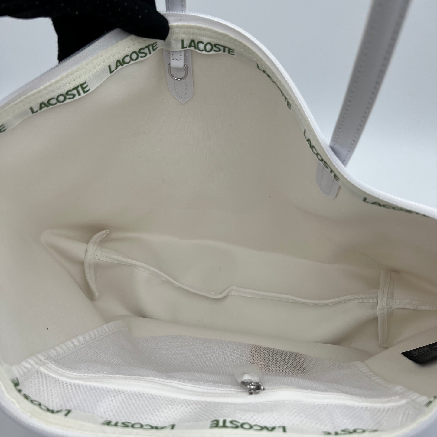 Lacoste White Shopping Tote Bag