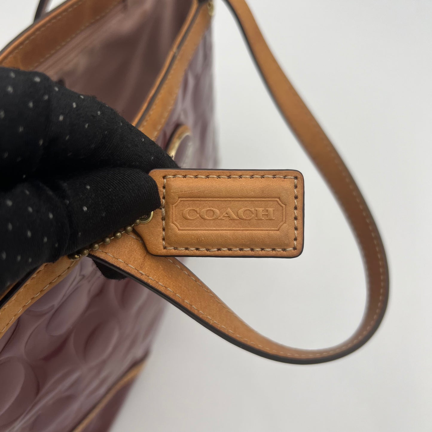 Coach Burgundy Peyton Embossed Patent Small Tote