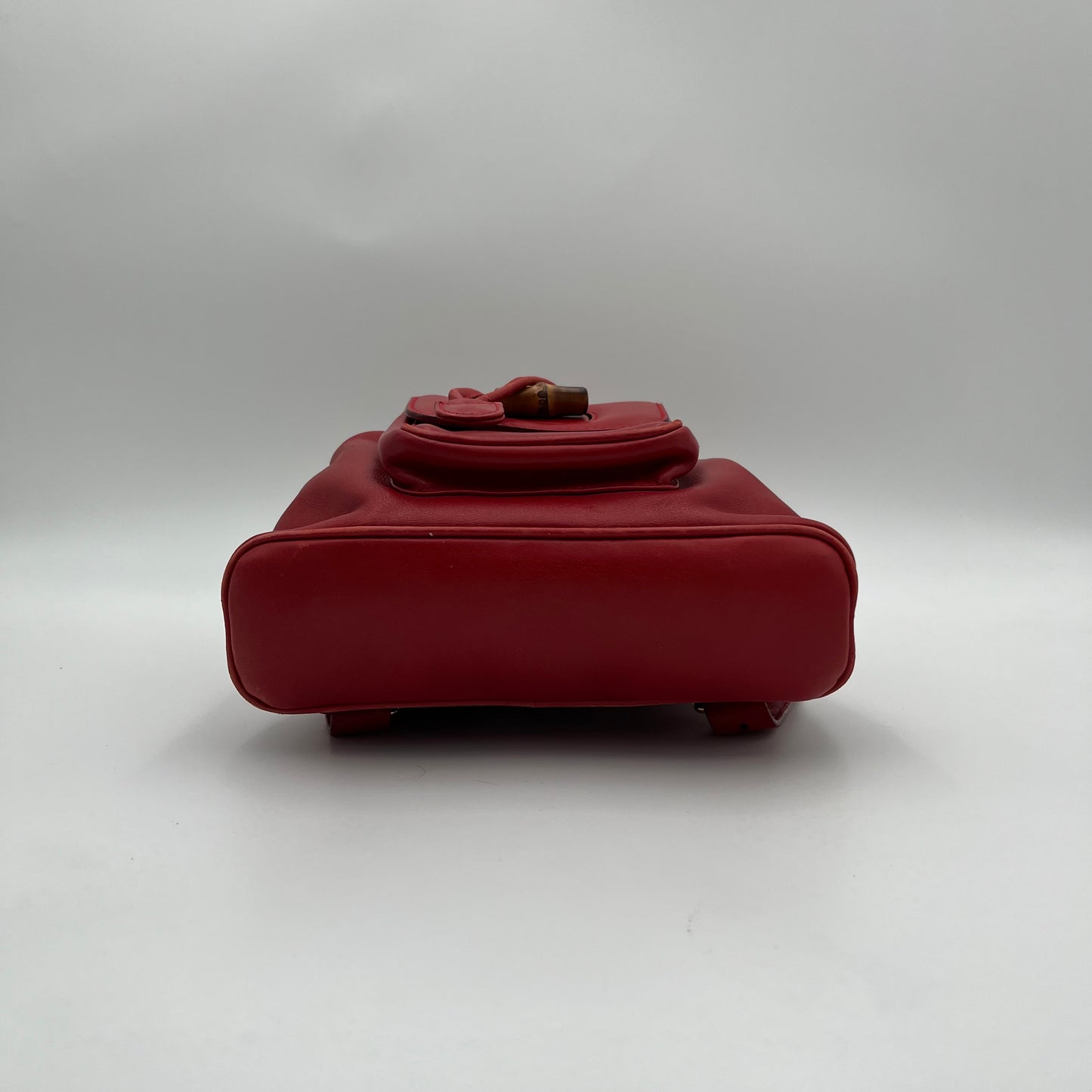 Gucci Red Leather Bamboo Top Handle Drawstring Mini Backpack