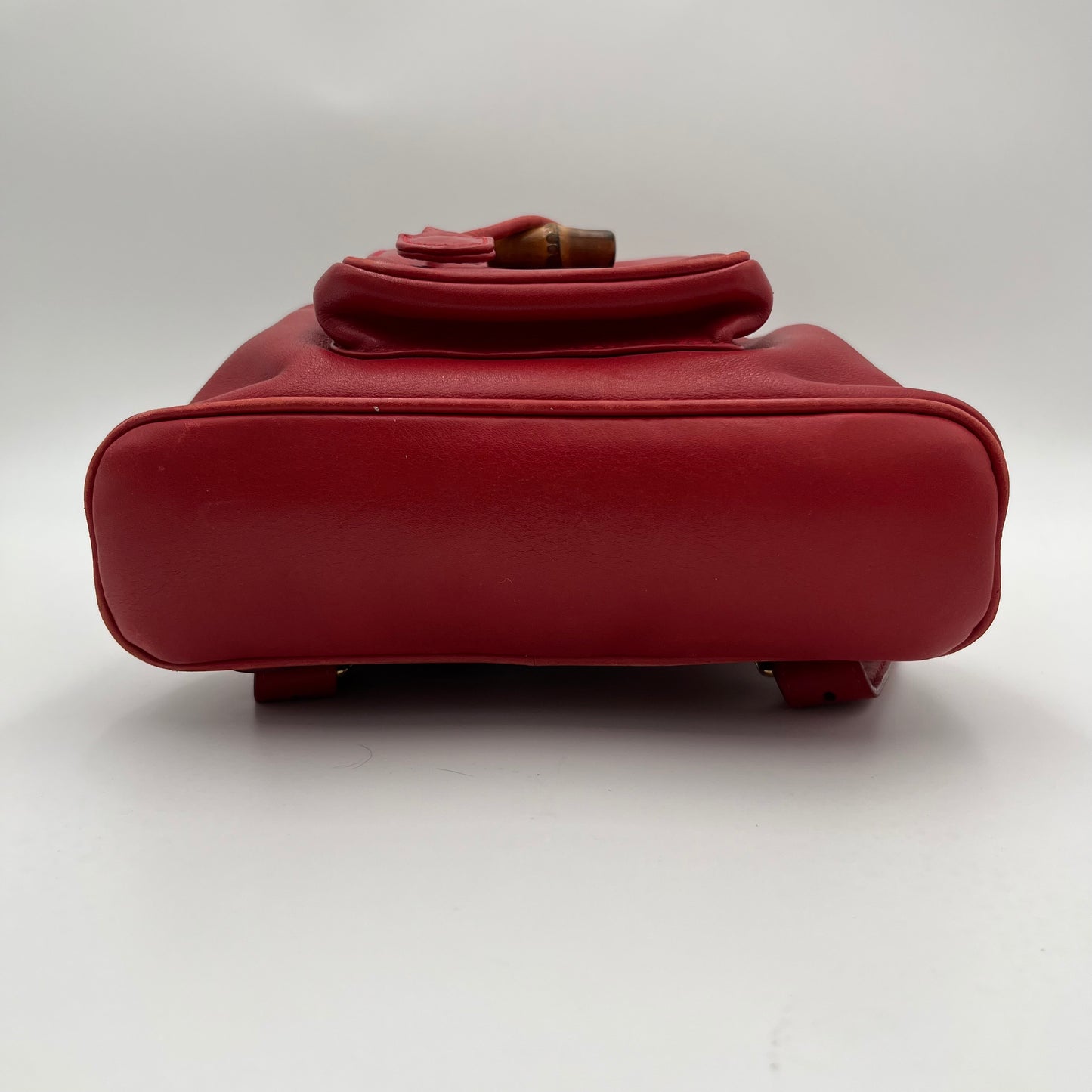 Gucci Red Leather Bamboo Top Handle Drawstring Mini Backpack