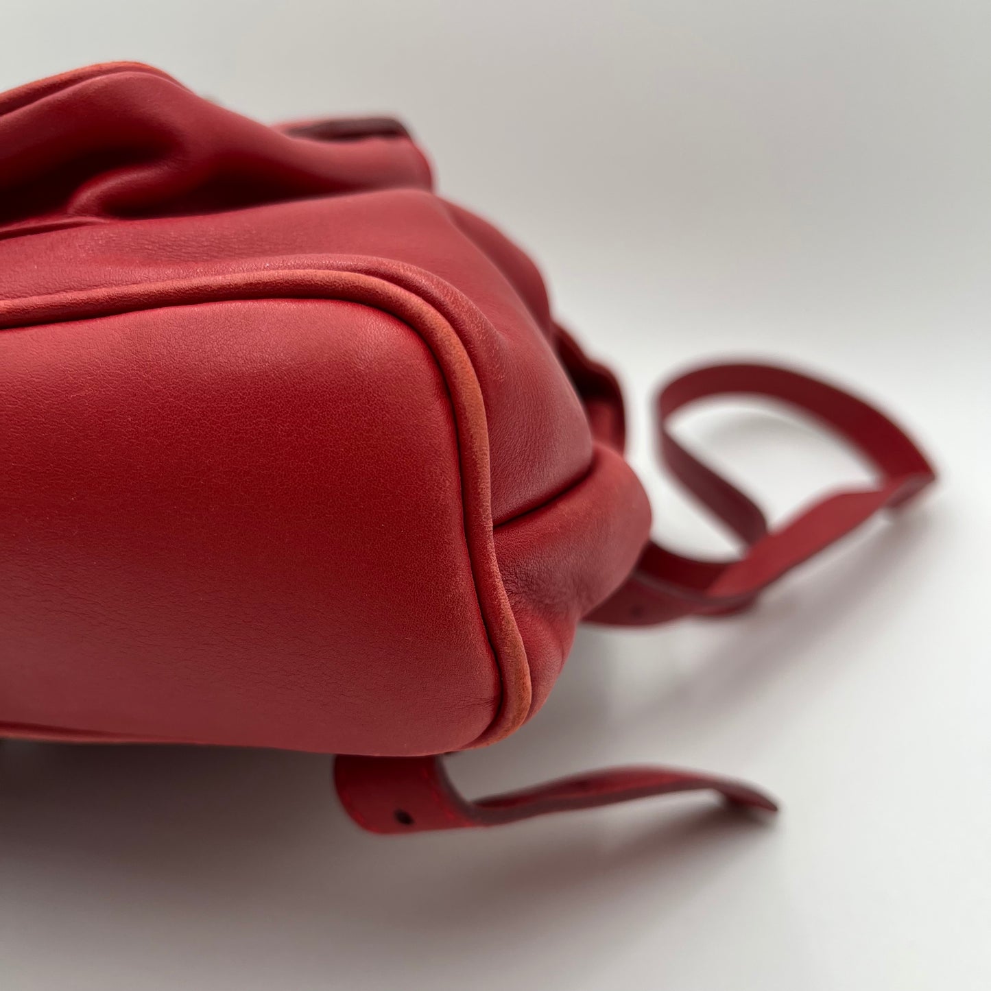 Gucci Red Leather Bamboo Top Handle Drawstring Mini Backpack
